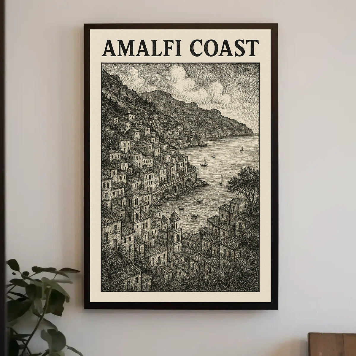 Amalfi Coast Poster Wall Art 18x24 Coastal Decor Print