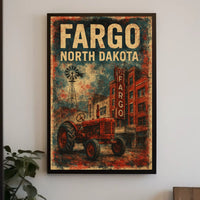 Fargo North Dakota Scenic Vintage Map Wanderlust Poster
