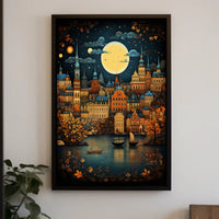 Enchanted Cityscape Under The Moon Poster