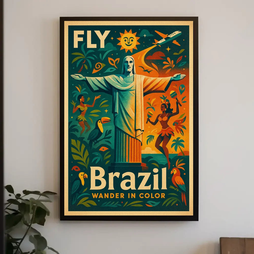 Brazilian Travel Adventure Retro Vibrant Colorful Travel Poster PosterGoat