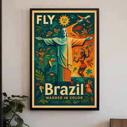Brazilian Travel Adventure Retro Vibrant Colorful Travel Poster PosterGoat