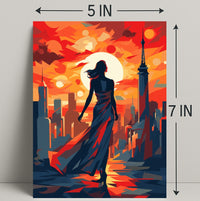 Sunset Silhouette In The City Poster