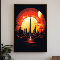 Futuristic Cityscape at Sunset Poster