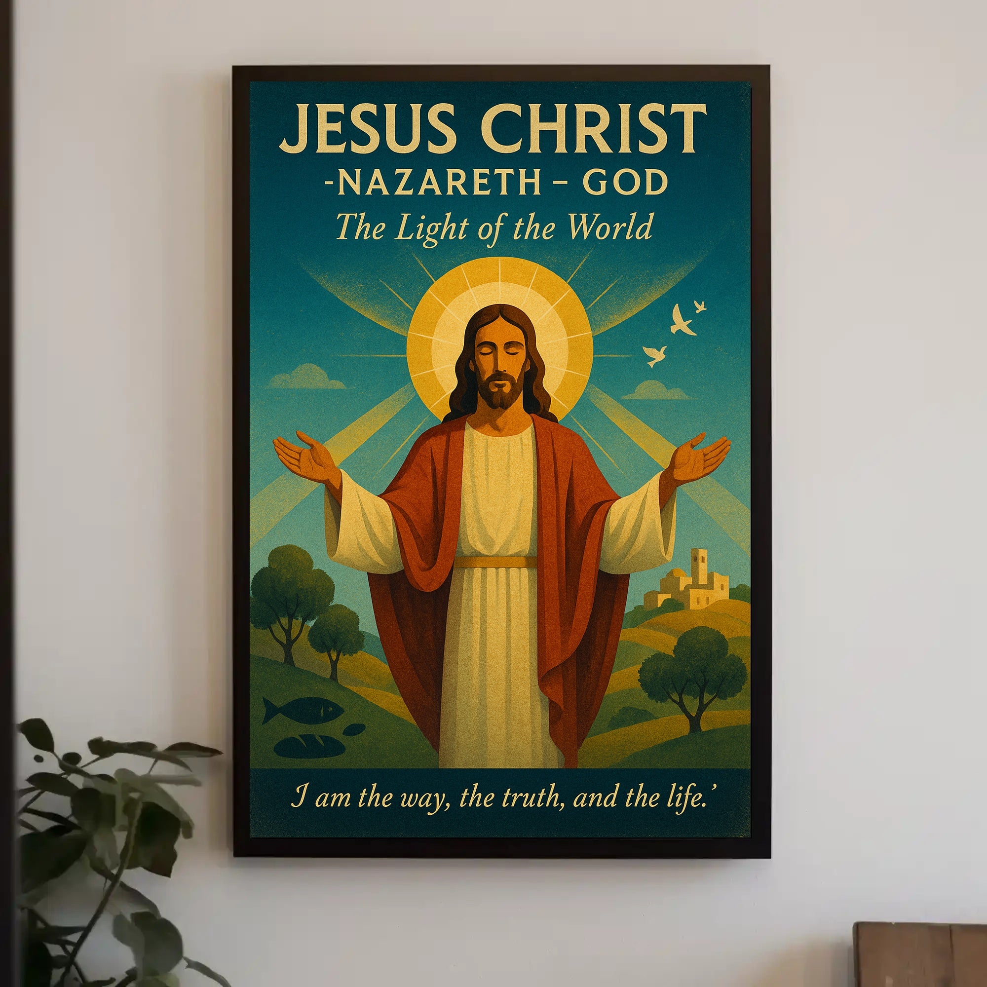 Serene Image of Jesus Christ: Spiritual Art Poster