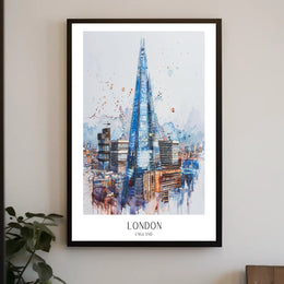 The Shard Watercolor London Urban or Cityscape Poster PosterGoat