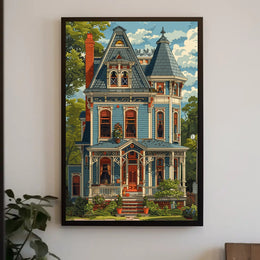 Victorian House Vintage Art Poster with Modern Twist PosterGoat
