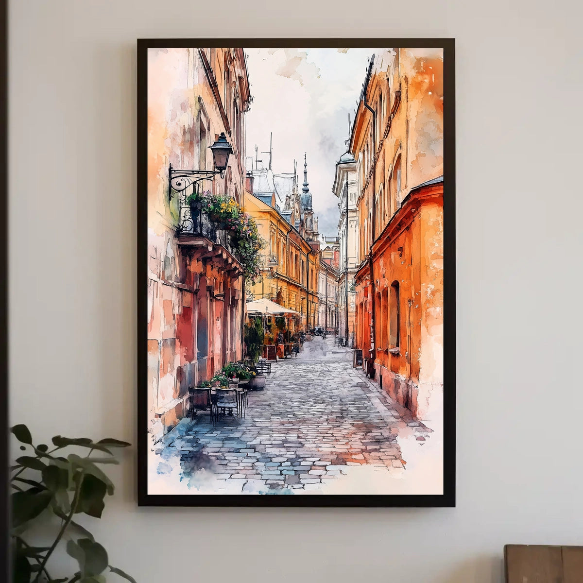 Vivid City Scene Lviv Old Town Street View Ukraine Poster