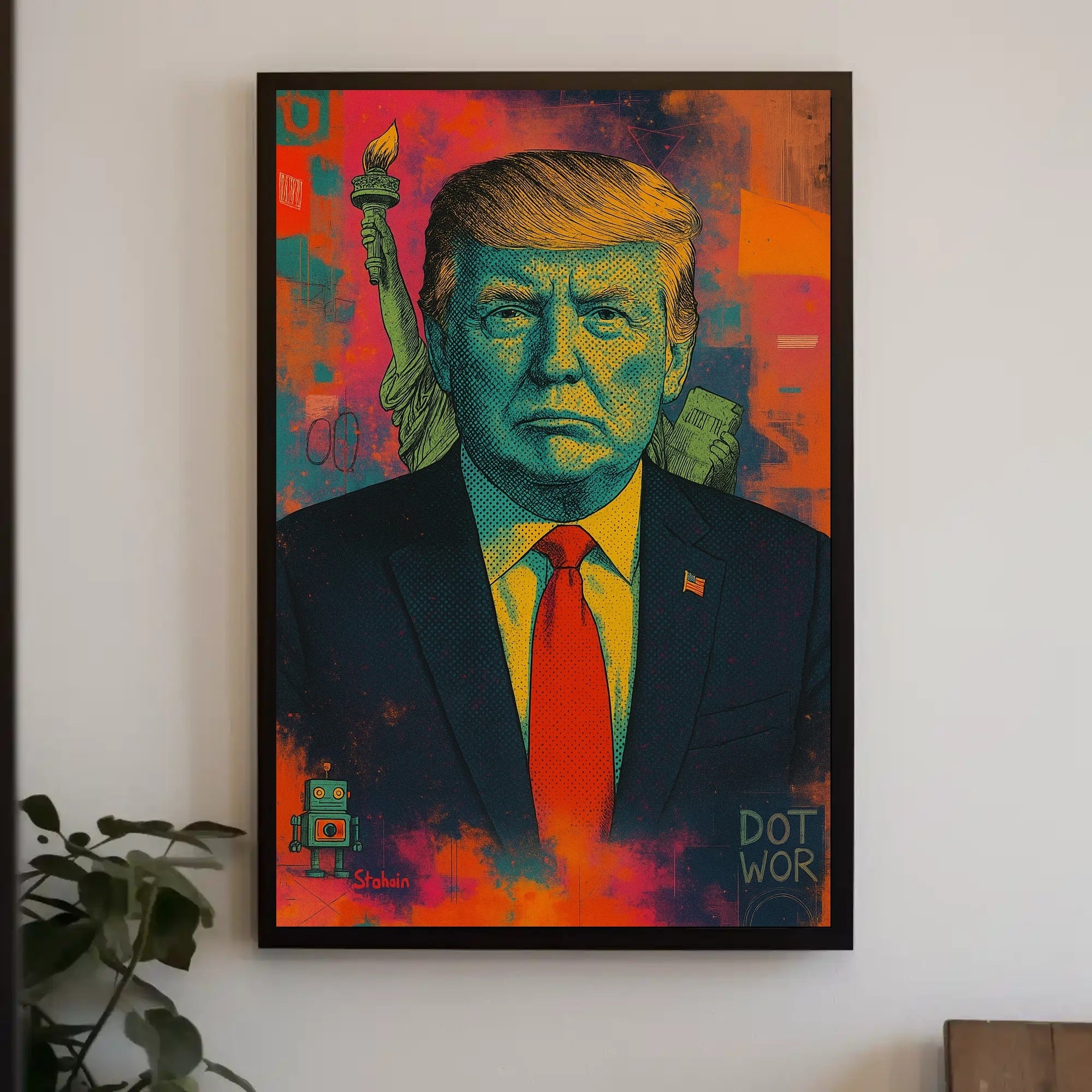 Pop-Art Statue of Liberty Political Propaganda Poster