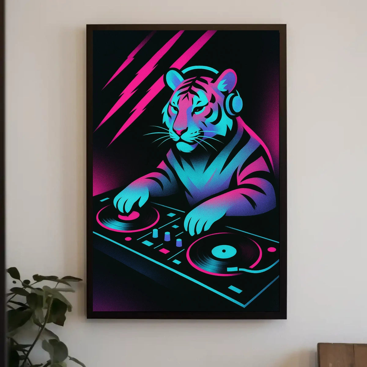 Neon Dj Tiger Poster