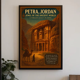 Petra Treasury Camel Historical Travel Poster