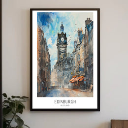Edinburgh Cityscape Watercolor Art Vibrant Urban Cityscape Poster PosterGoat