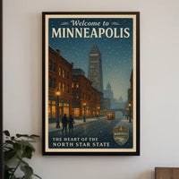 Vintage Minneapolis Winter Scene with Foshay Tower Urban or Cityscape Poster