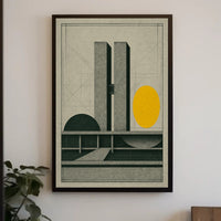 Modernist Architectural Blueprint Illustration Urban or Cityscape Poster