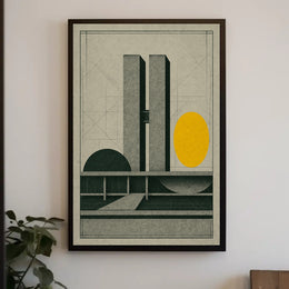 Modernist Architectural Blueprint Illustration Urban or Cityscape Poster