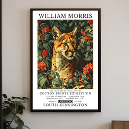 William Morris Vintage Cougar Botanical Art Animal Poster