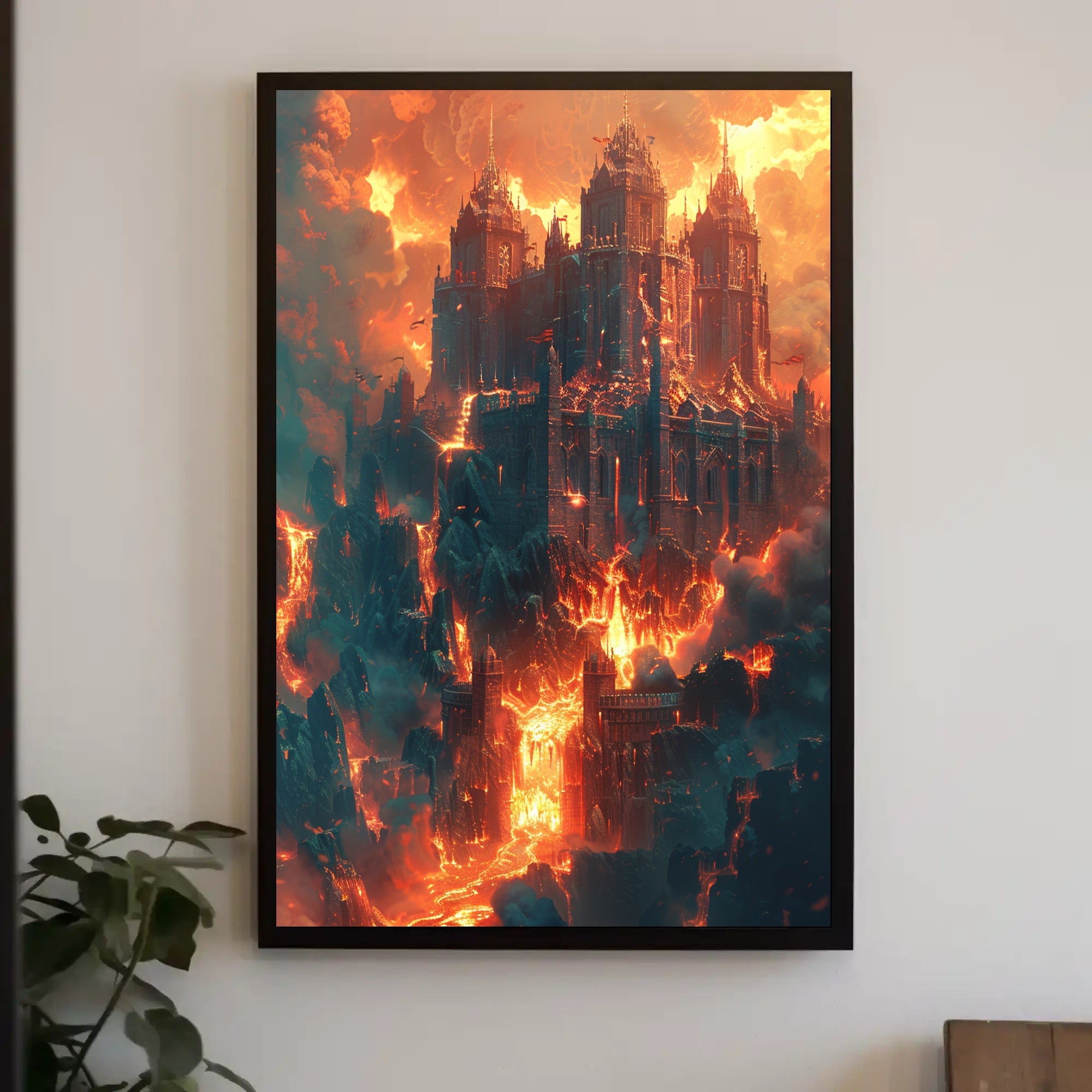 Fiery Castle of Myth: Fantasy or Mythology Poster PosterGoat