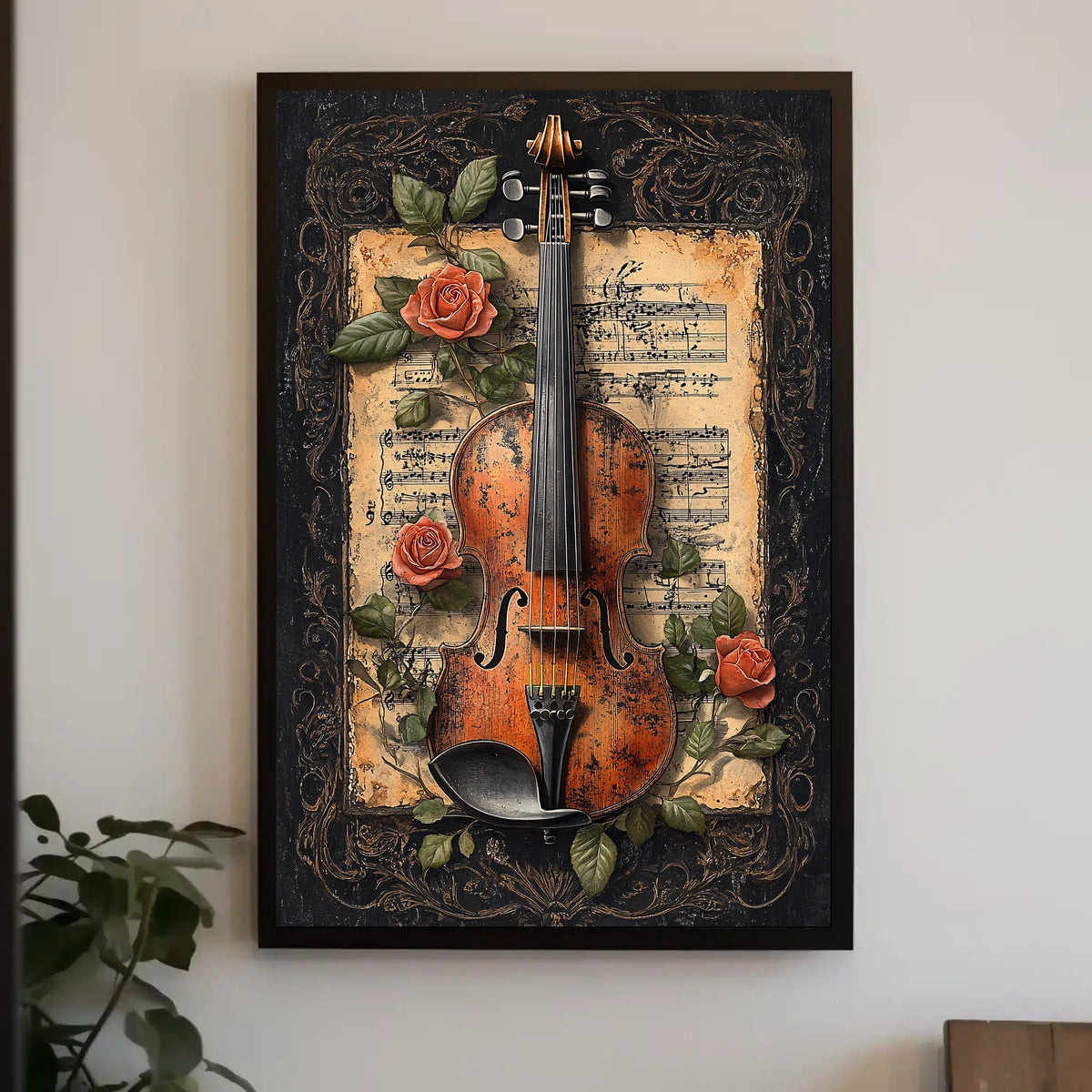 Classical Violin Sheet Music Cultural Poster