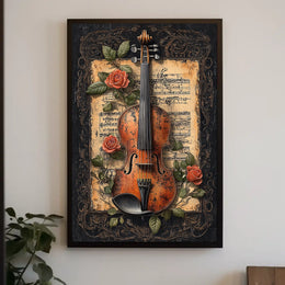 Classical Violin Sheet Music Cultural Poster