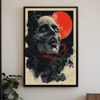 Cosmic Skull Surreal Art Poster: Eerie Fantasy Design
