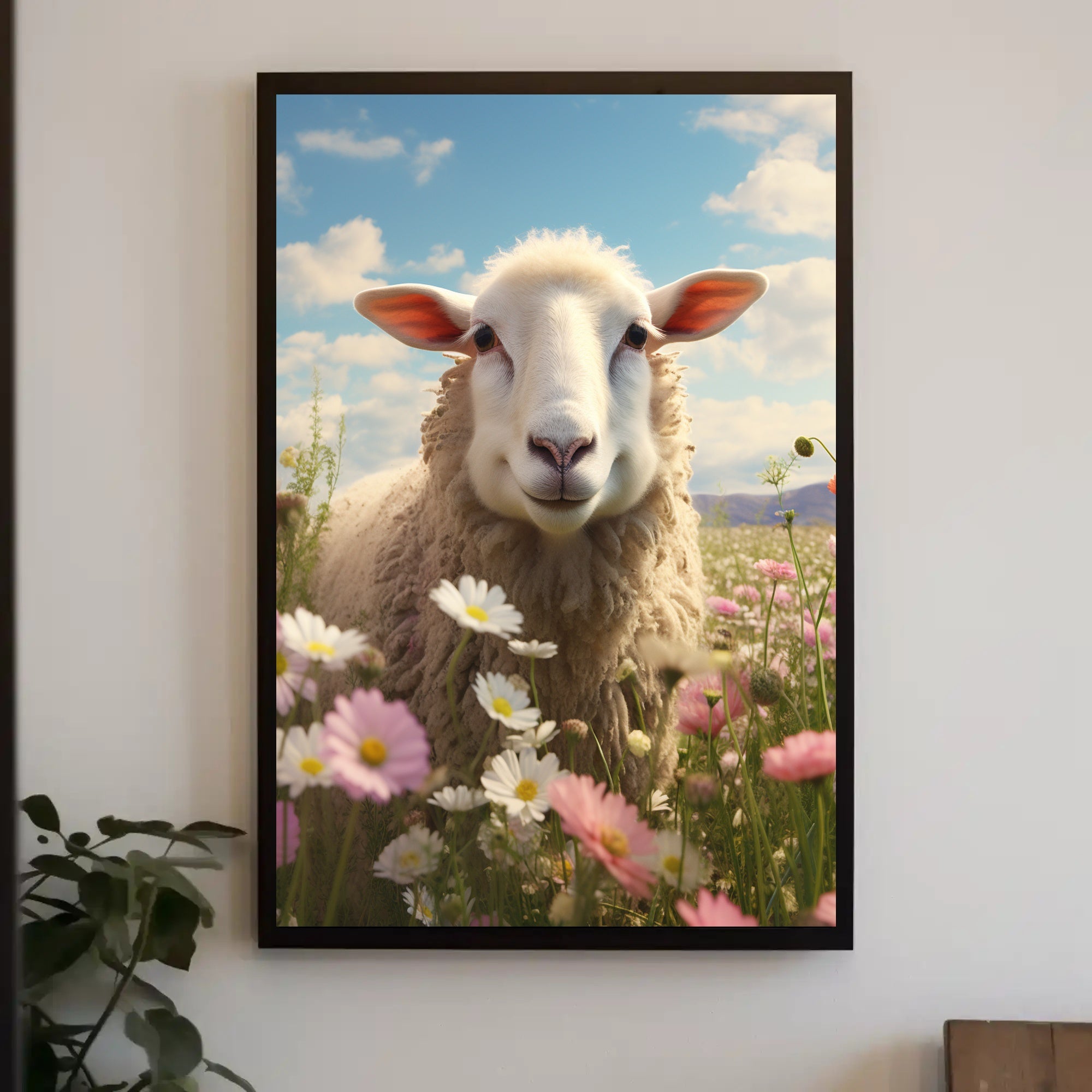 Sheep in Tranquil Countryside Animal Poster