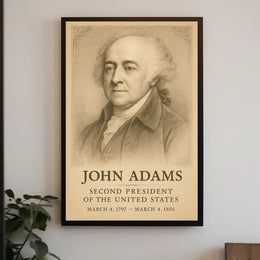 John Adams 2nd President Sketch Poster Art Print Decor PosterGoat