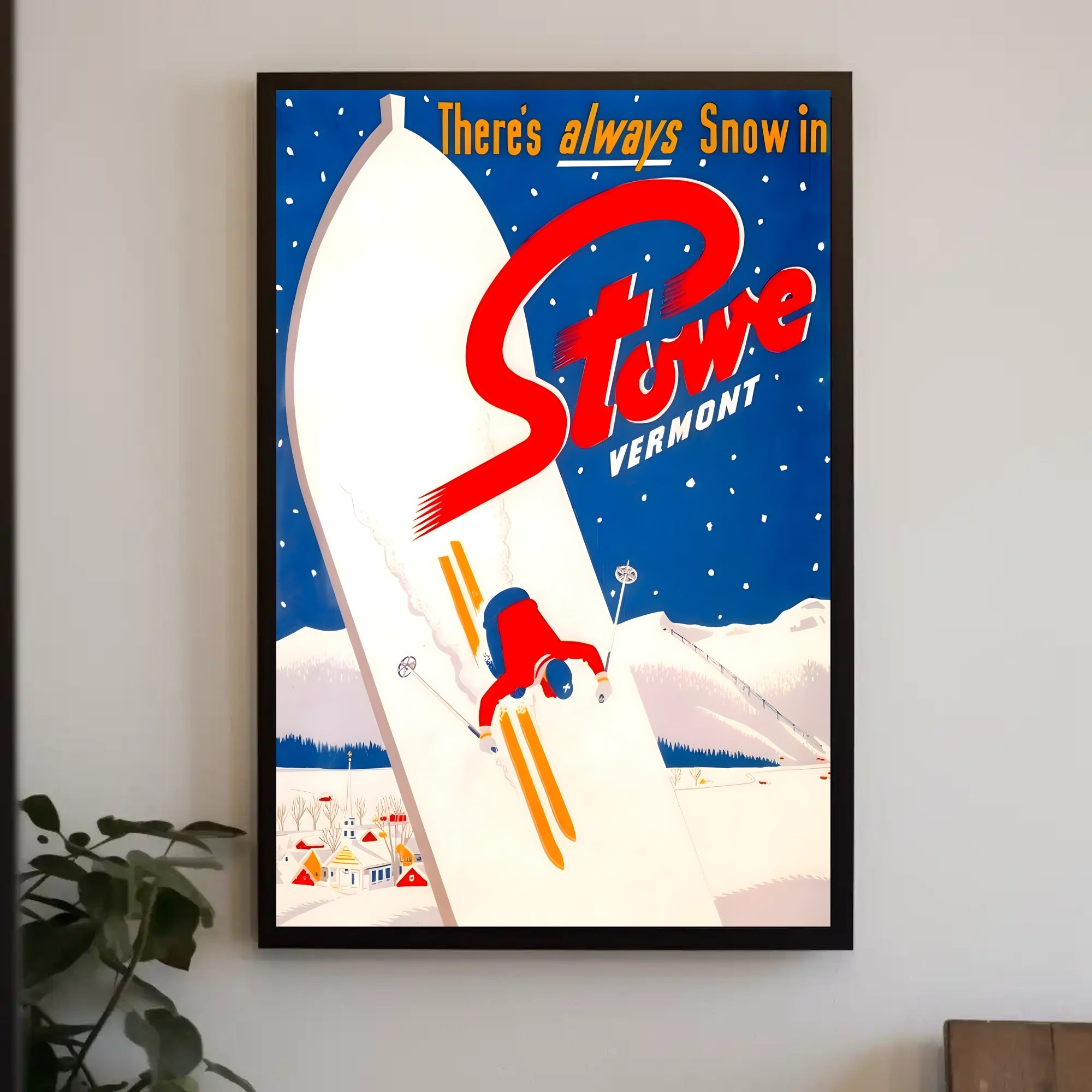 Ski Adventure in Stowe Vermont Travel Poster