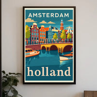 Amsterdam Holland Travel Poster