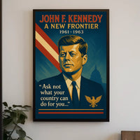 JFK Vintage Patriotic Poster with Inspirational Quote