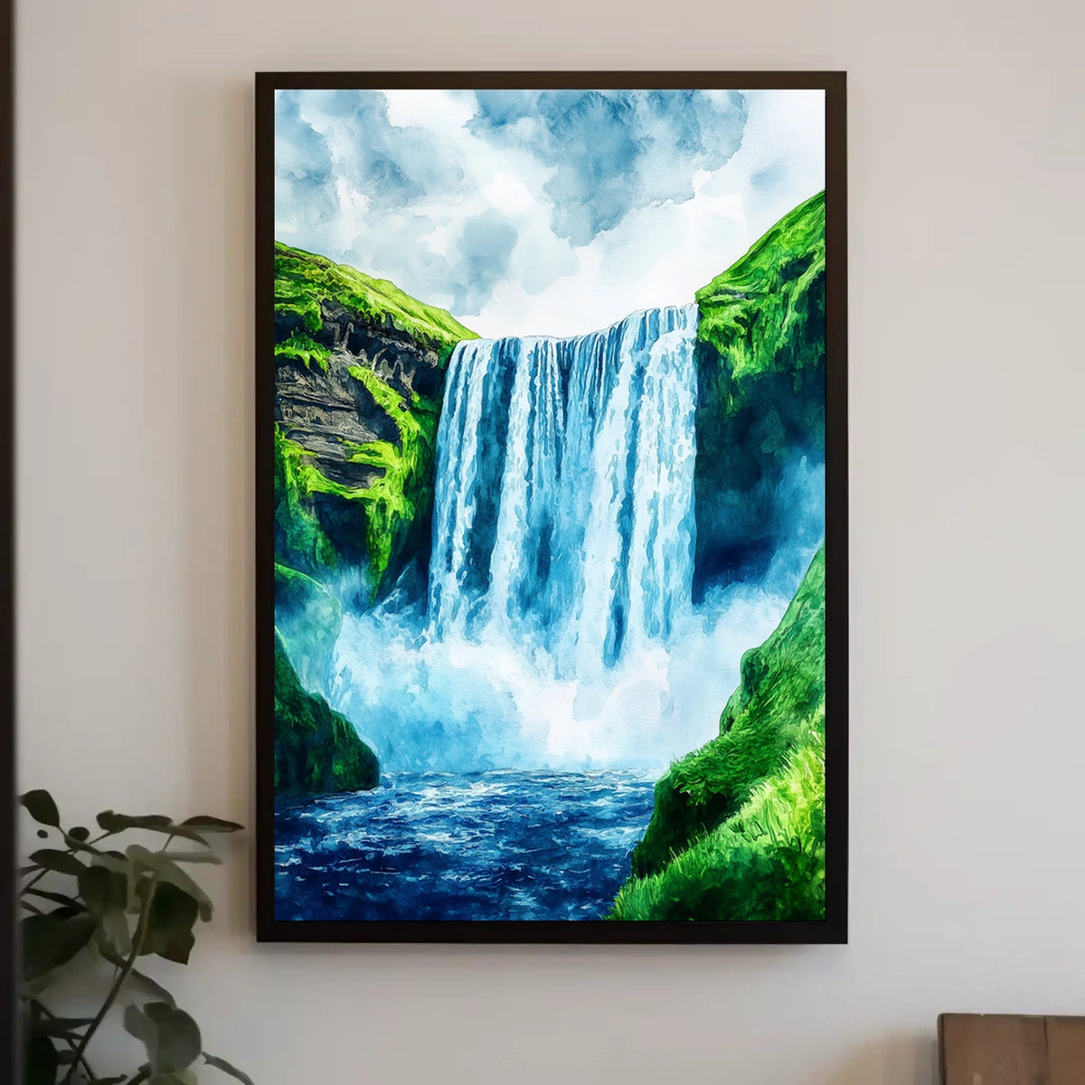 Iceland Skgafoss Waterfall Landscape Poster