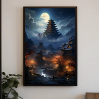 Moonlit Pagoda Serenity Poster