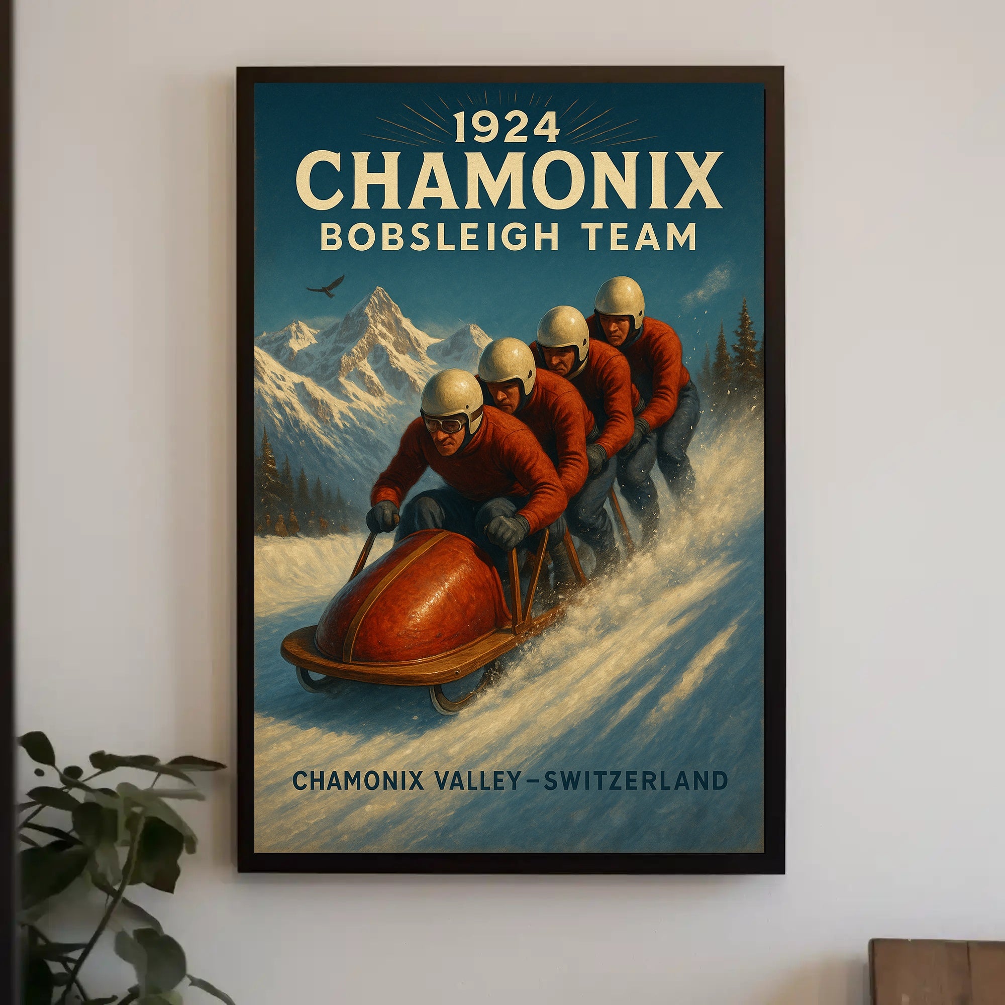 1924 Chamonix Bobsleigh Team Poster