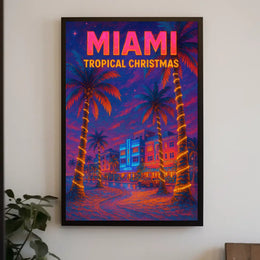 Miami Tropical Christmas Poster