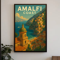 Amalfi Coast Poster Wall Art Seaside Print Travel Vibes