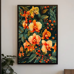 Vibrant Orchid Botanical Art Poster for Modern Tropical Decor