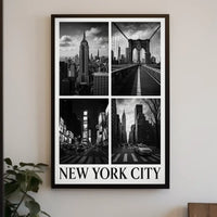 New York City Skyline Monochrome Poster Classic Wall Art