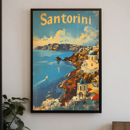 Santorini Escape: Aegean Serenity with Sailboats Poster