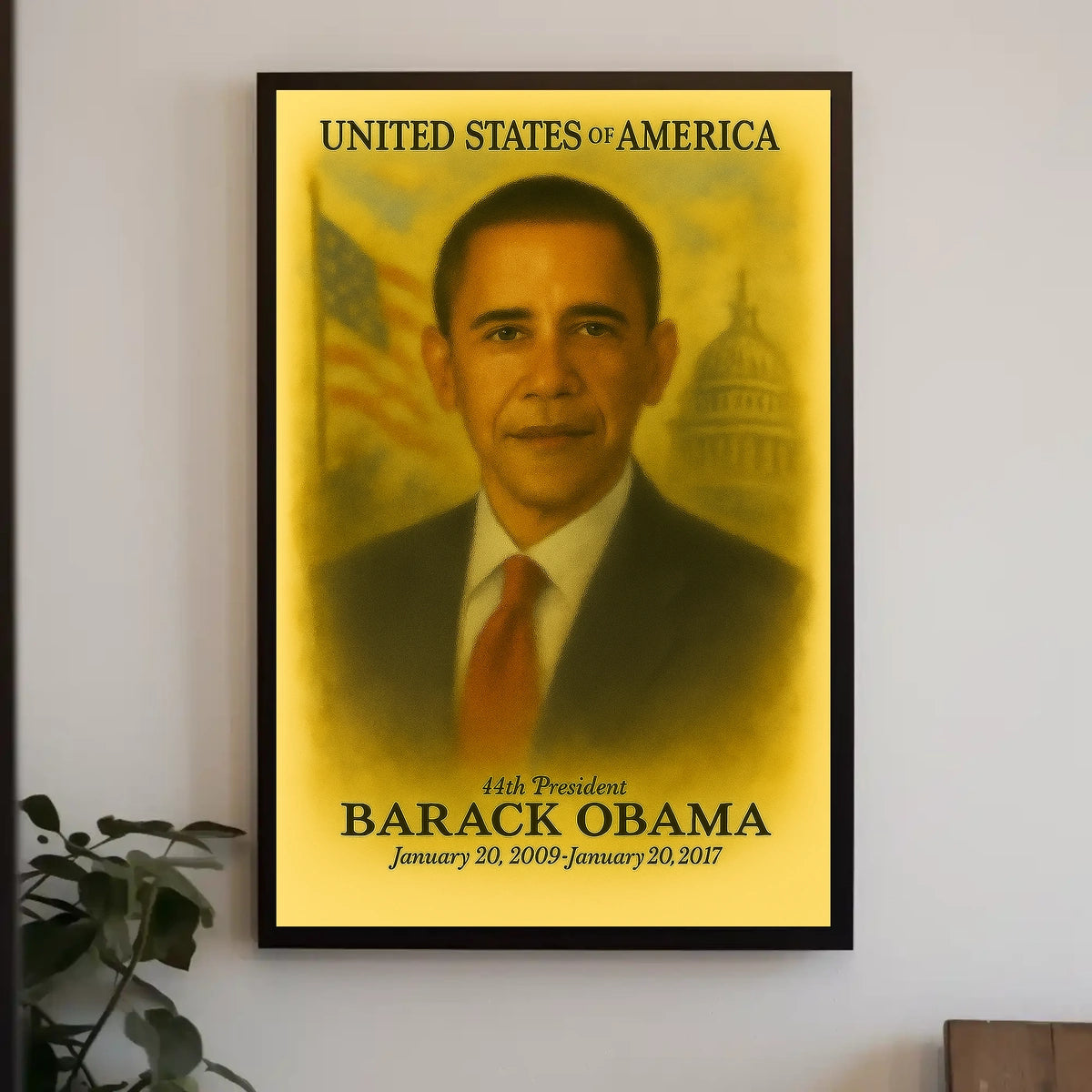 Barack Obama 44th President of the United States Vintage Watercolor Poster