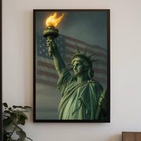 The Statue of Liberty and the American Flag Poster