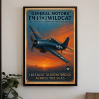 Wildcat FM1 FM2 Aviation Poster Vintage Plane Print