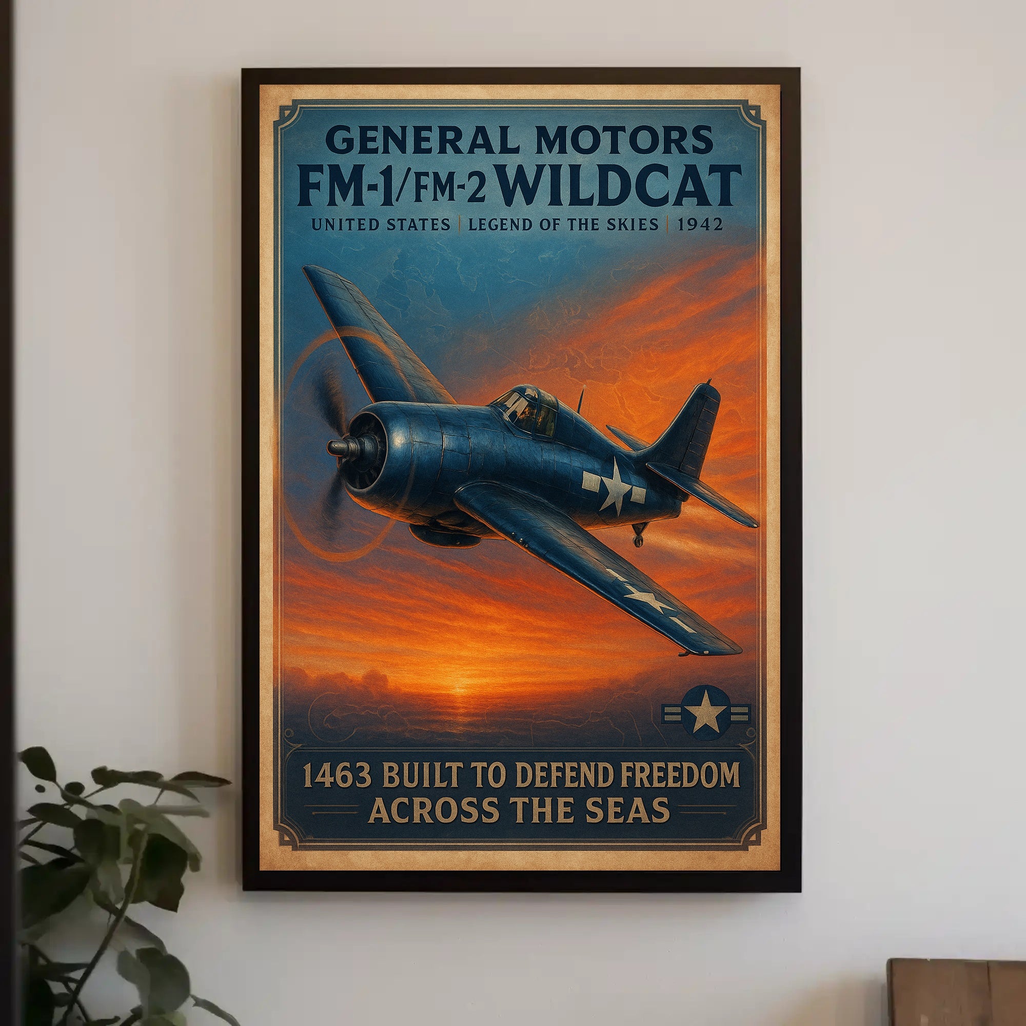Wildcat FM1 FM2 Aviation Poster Vintage Plane Print