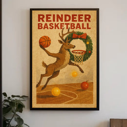 Reindeer Basketball Poster