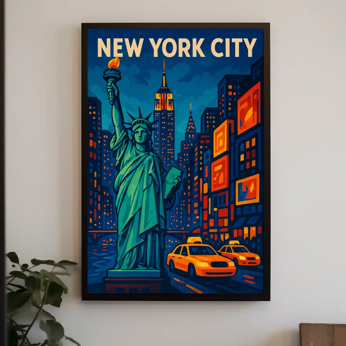 New York City Nights Poster Neon Skyline Wall Art Decor