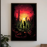Dystopian Sunset: Rebellion in Ruins Futuristic Sci-Fi Poster