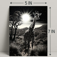 Moonlit Giraffe In The Savanna Poster