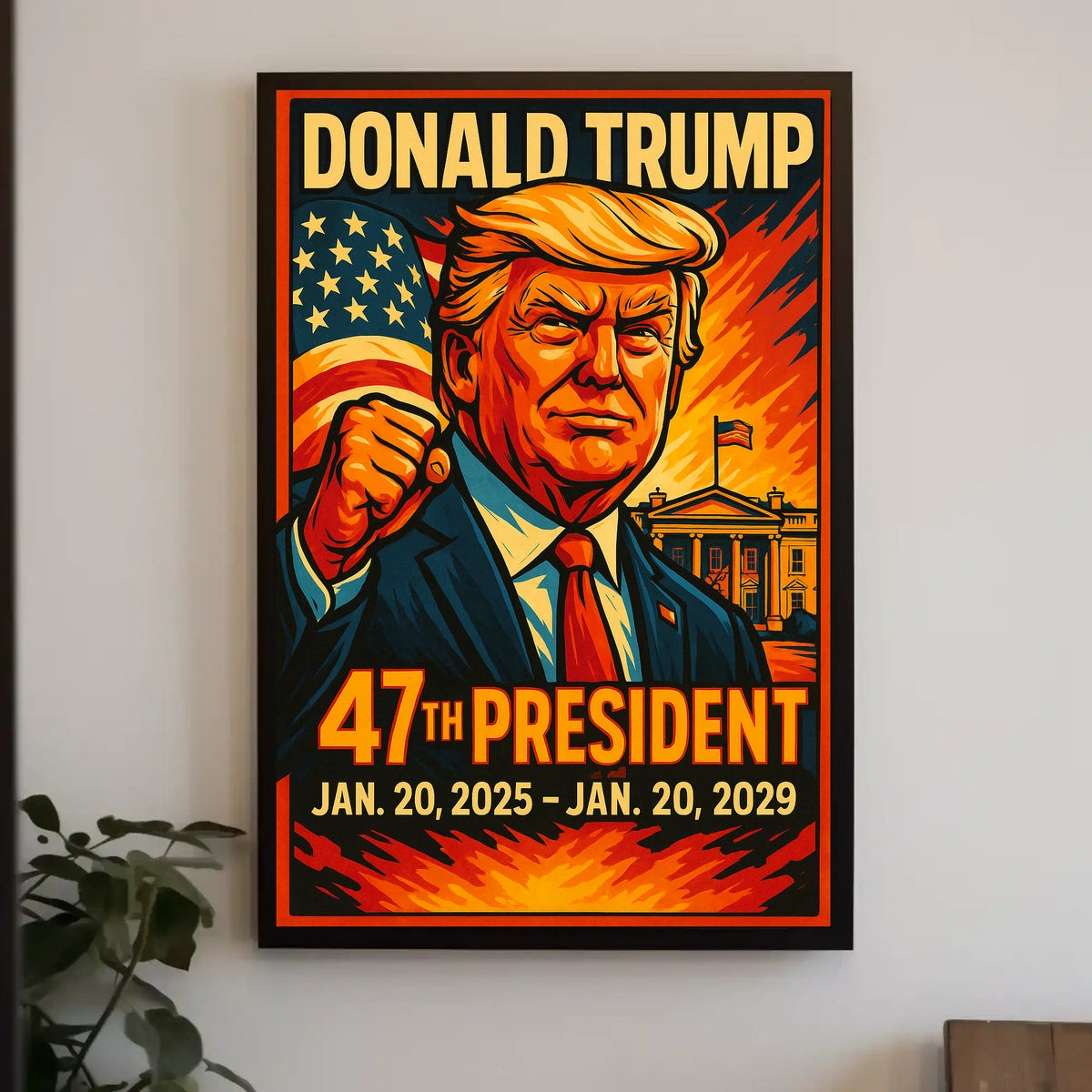 Donald Trump Rising Horizon Patriotic Dawn Sunrise Eagle Imagery Digital Painting Cinematic Poster