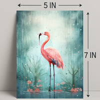 Flamingo In The Rain Poster