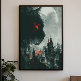 Cat Over Cityscape Poster