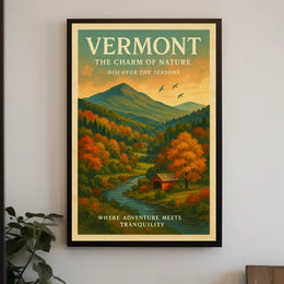 Vermont Autumn Landscape Travel Poster