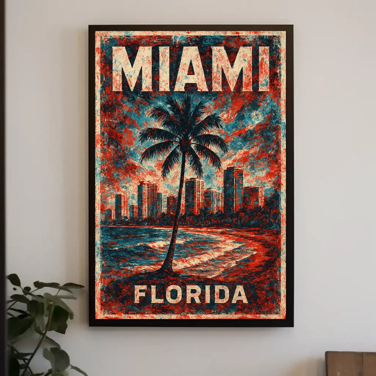 Miami Vibes Tropical Retro Wall Art Poster