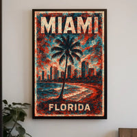 Miami Vibes Tropical Retro Wall Art Poster
